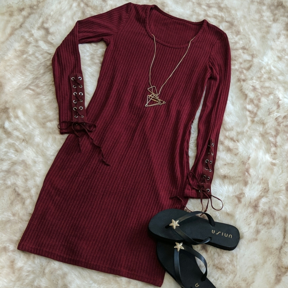 NWOT Dress with Tie-Detail Sleeves